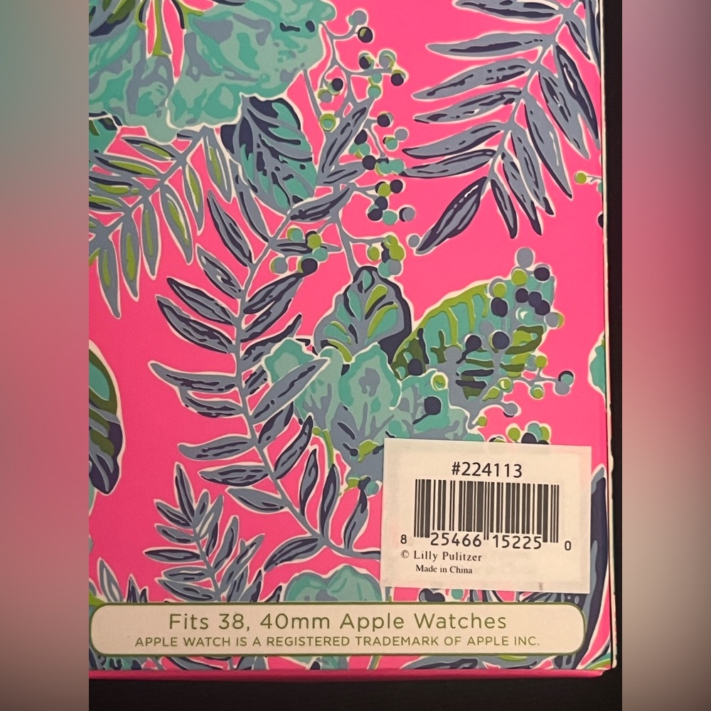 Lilly Pulitzer Leather Featured in Lil Earned Stripes print Apple Watch Band - Picture 5 of 5